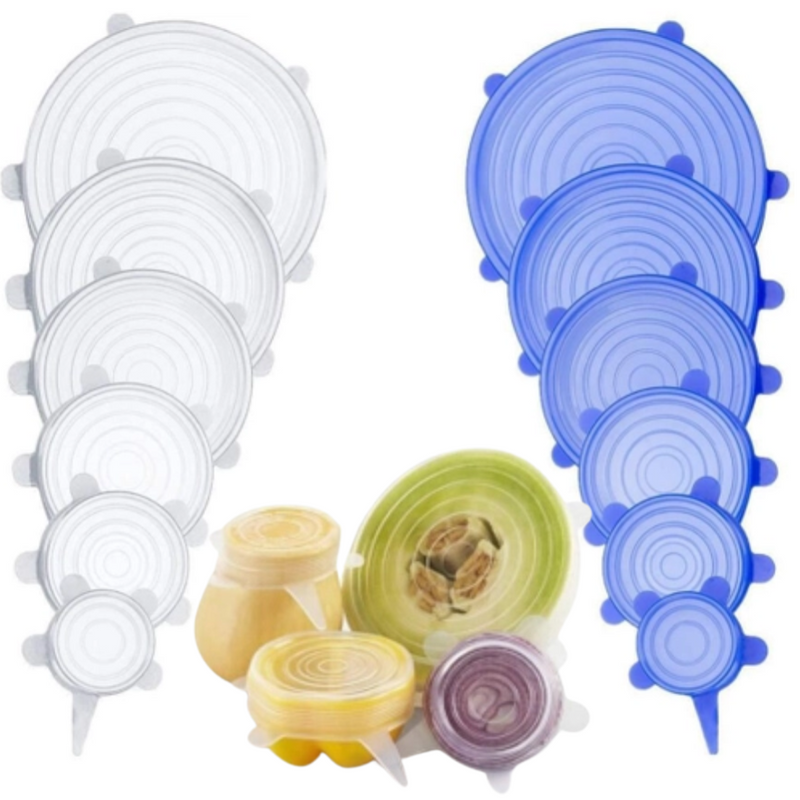 Compre 6 Leve 12 - Kit 12 Tampas de Silicone Reutilizável (UNIVERSAL) - Super Elástico - OFERTA ESPECIAL FIM DE ANO