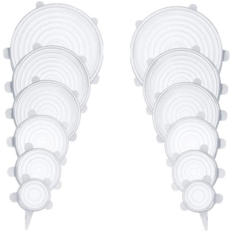 Compre 6 Leve 12 - Kit 12 Tampas de Silicone Reutilizável (UNIVERSAL) - Super Elástico - OFERTA ESPECIAL FIM DE ANO
