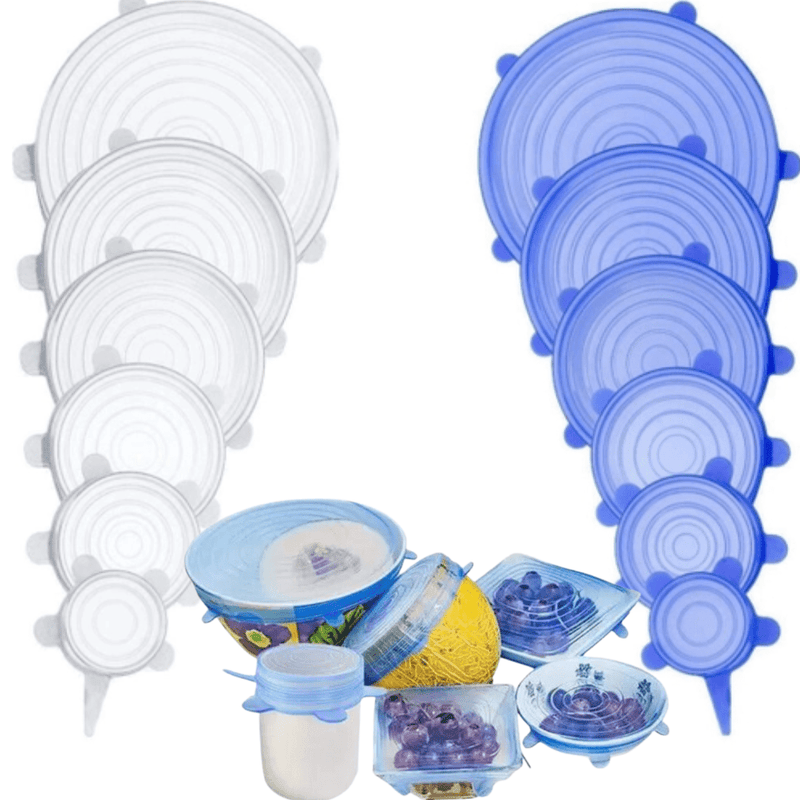 Compre 6 Leve 12 - Kit 12 Tampas de Silicone Reutilizável (UNIVERSAL) - Super Elástico - OFERTA ESPECIAL FIM DE ANO