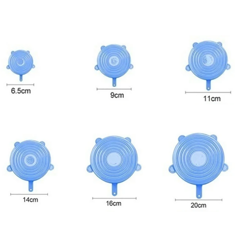 Compre 6 Leve 12 - Kit 12 Tampas de Silicone Reutilizável (UNIVERSAL) - Super Elástico - OFERTA ESPECIAL FIM DE ANO